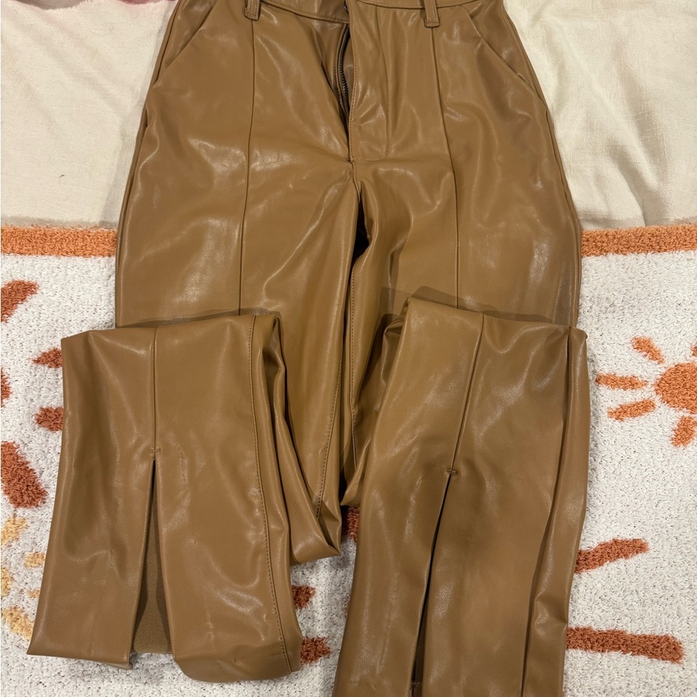 Abercrombie Tan Faux Leather Pants